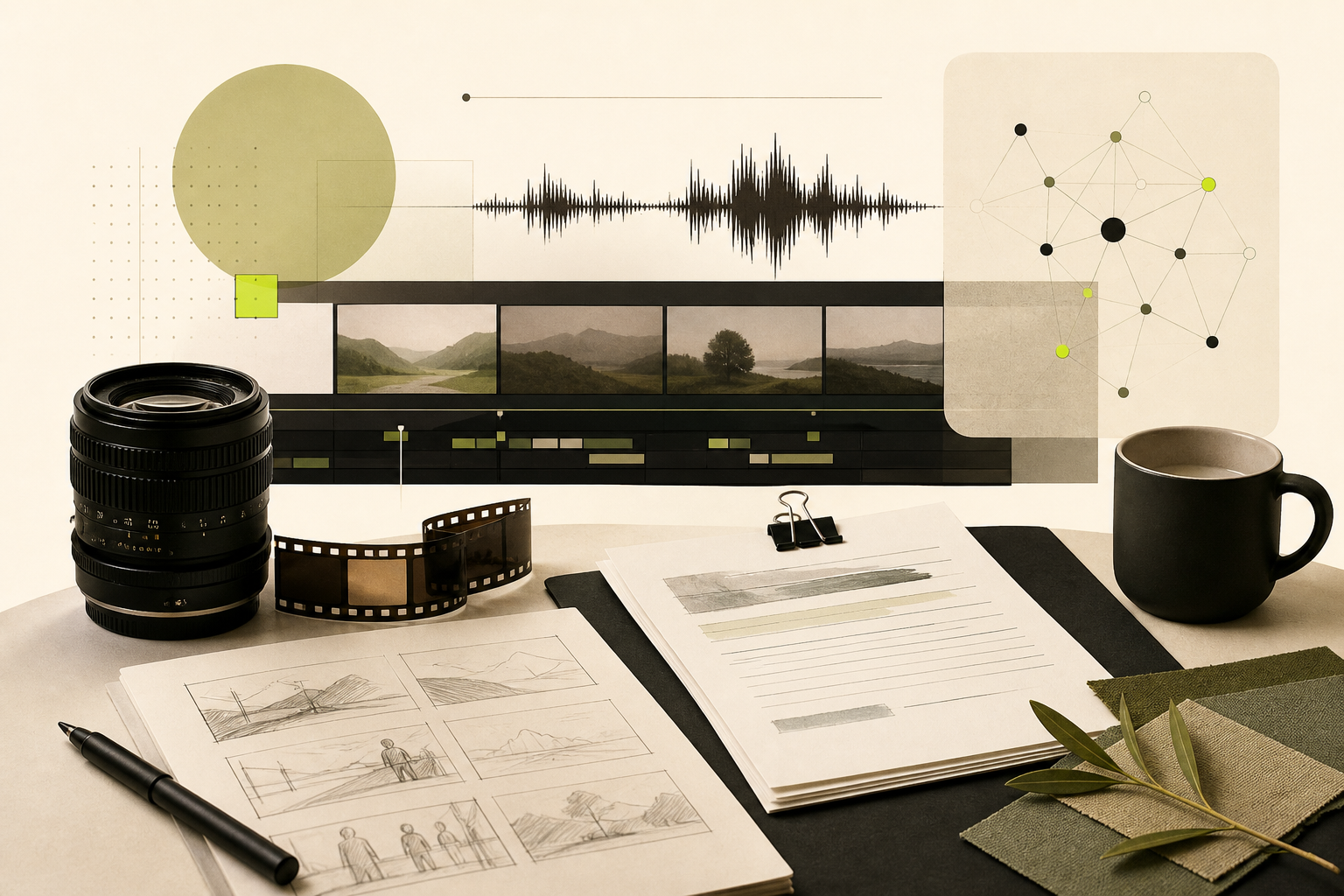 Illustration production, narration et IA